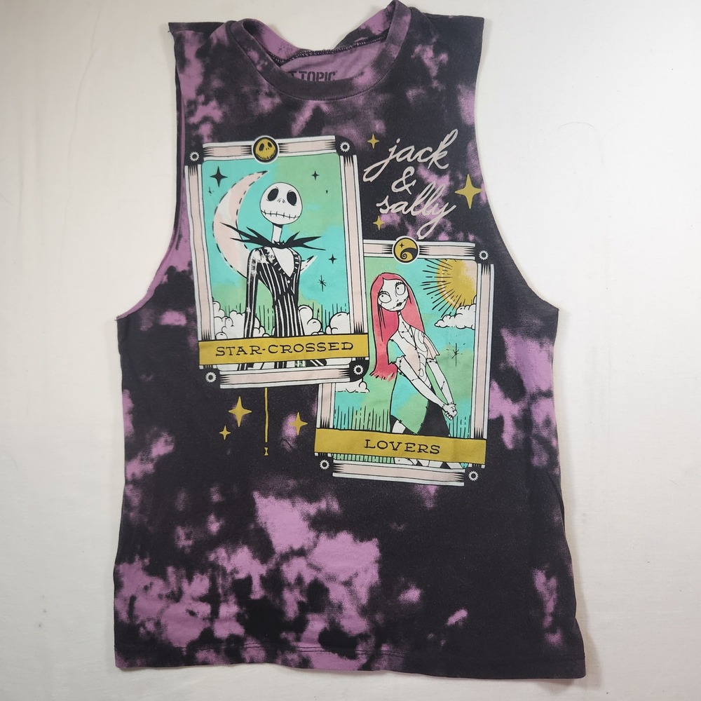 Hot‎ Topic Nightmare Before Christmas Jack Sally Tarot Tie Dye Muscle Tank Small